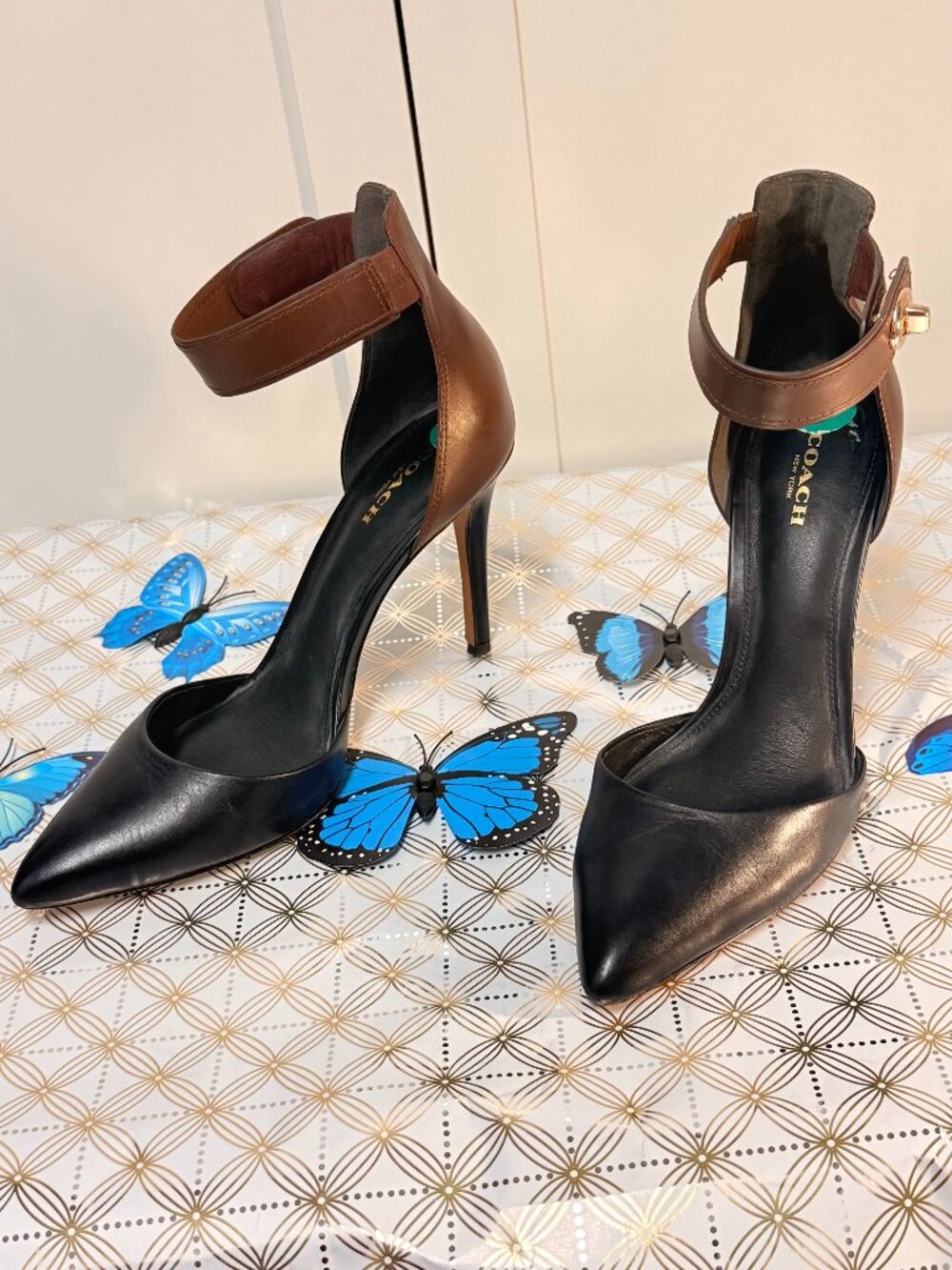 Coach Pointed-Toe Ankle Strap Pump
